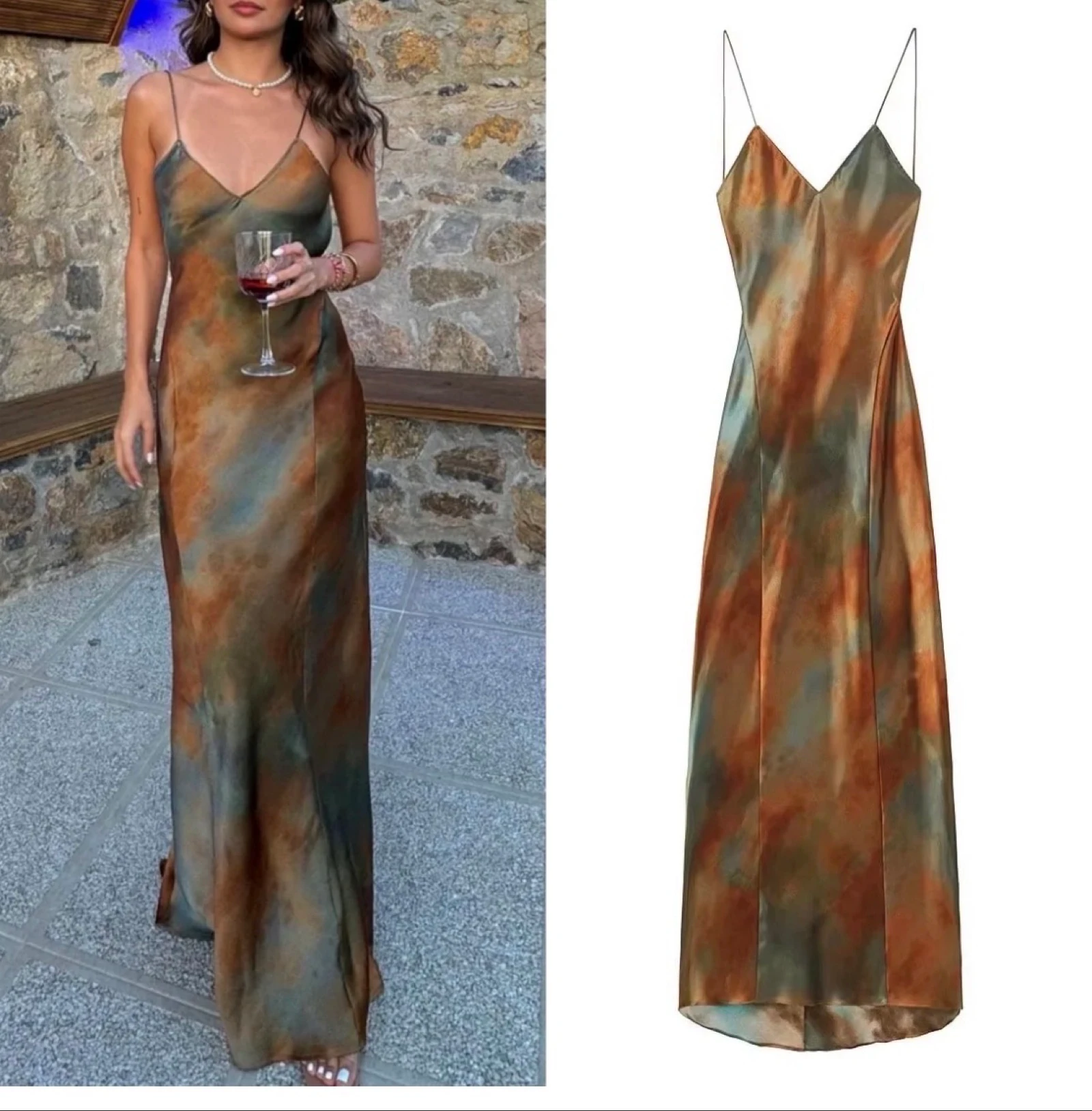 Vestido largo Satinado Talla S – photo 2